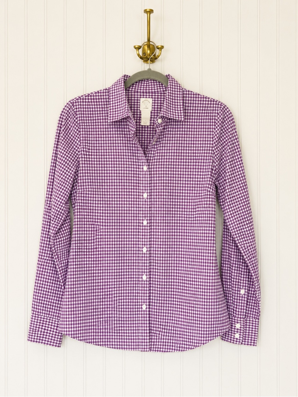 J.Crew The Perfect Shirt Purple Gingham Button Down Size 4 Cotton, NWT, women’s